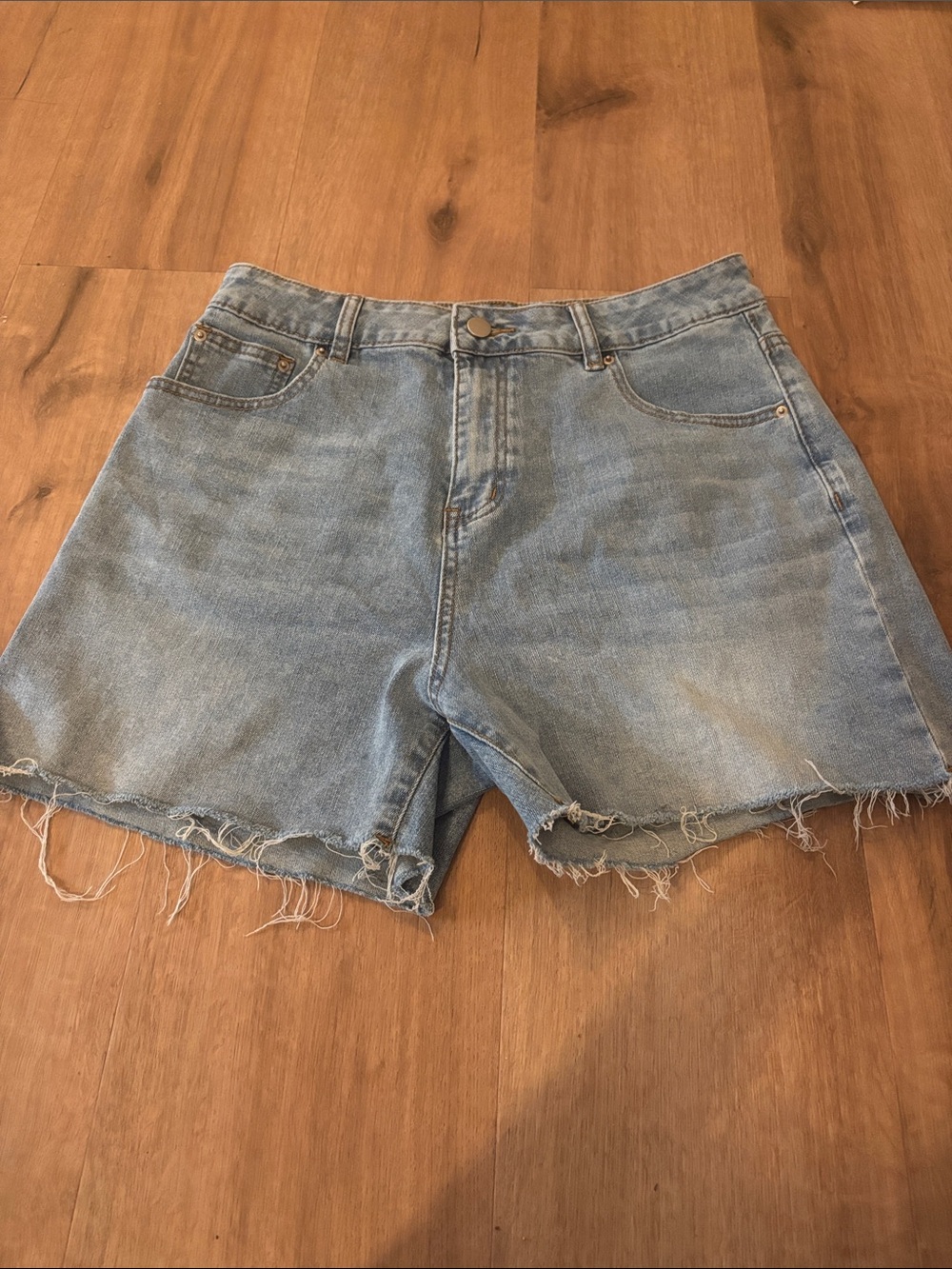 High-Rise Light Blue Denim Cutoff Shorts